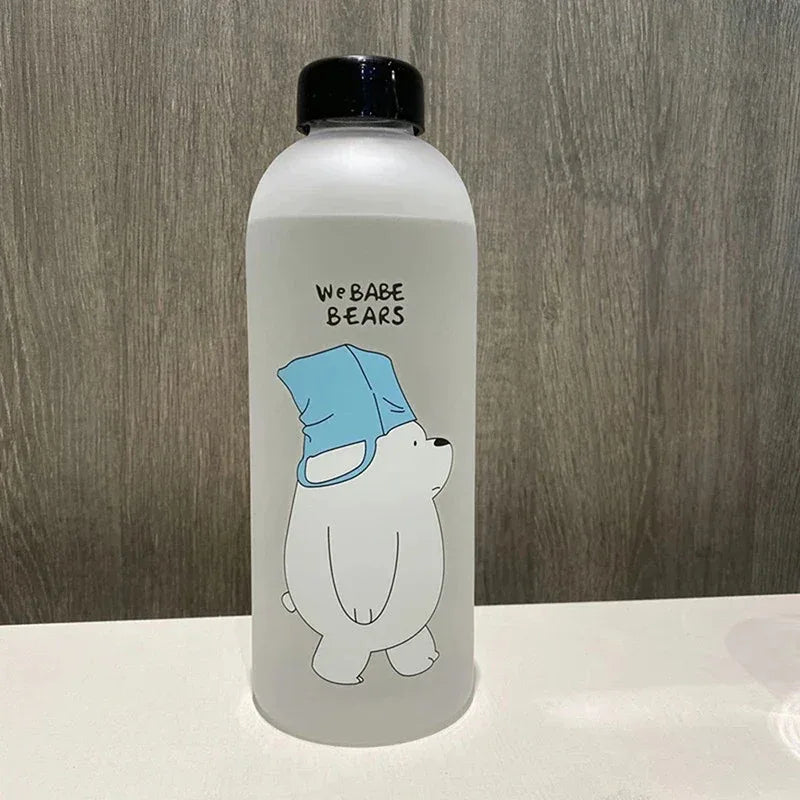 1000ml Cute Cartoon Drinkware Frosted Bear Bottles