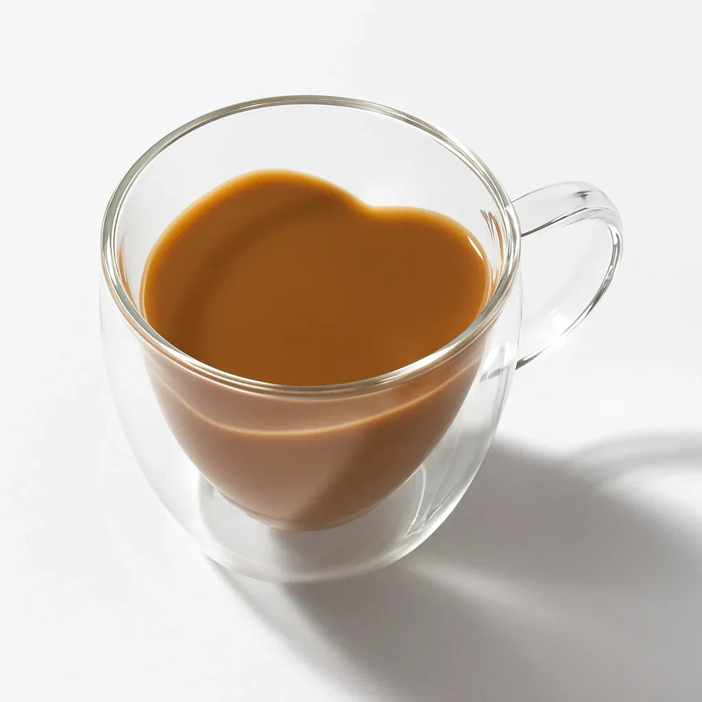 Heart-Shaped Double Wall Glass Mug – Elegant Coffee Cup