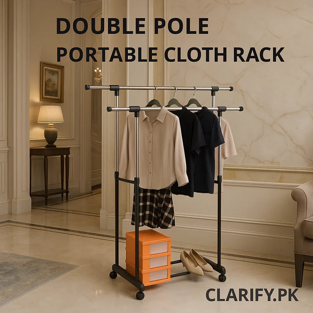 Premium Double Pole Portable Cloth Rack