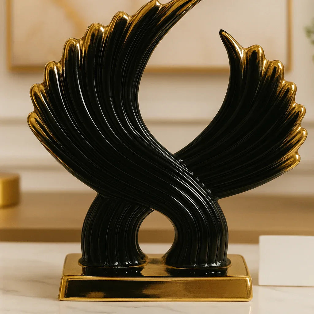 Luxury Golden Ceramic Sculpture – Modern Decorative Accent Piece