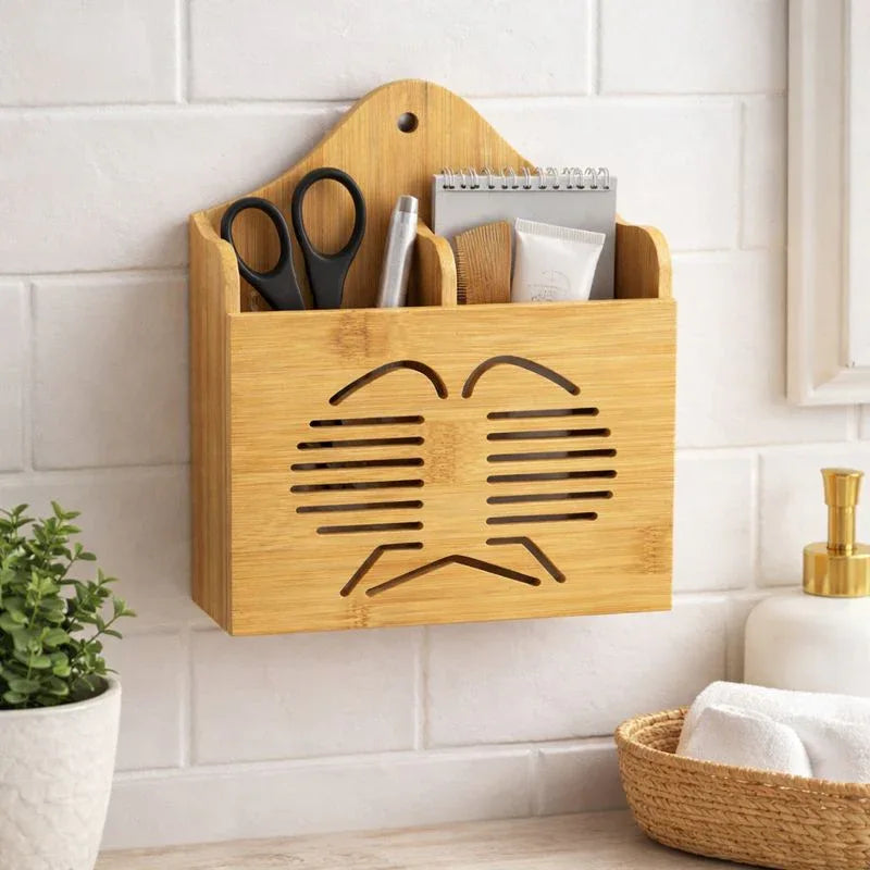 Bamboo Wall-Mounted Multifunctional Holder Organizer