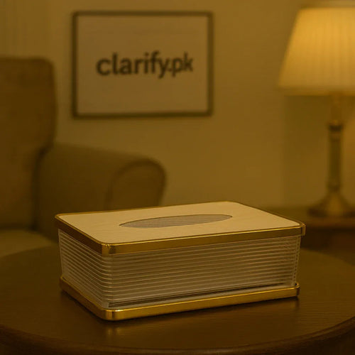 Acrylic Tissue Box with Wooden Base – Modern Dispenser
