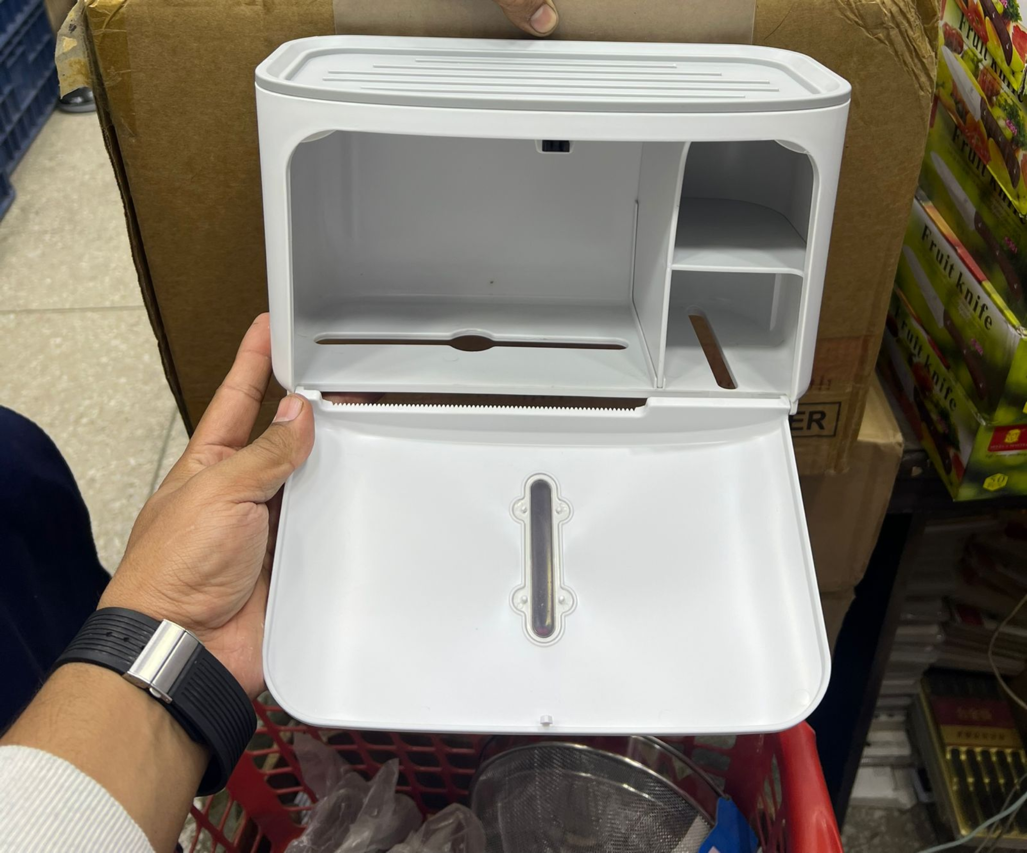 Wall Mounted Tissue Holder with Storage Shelf