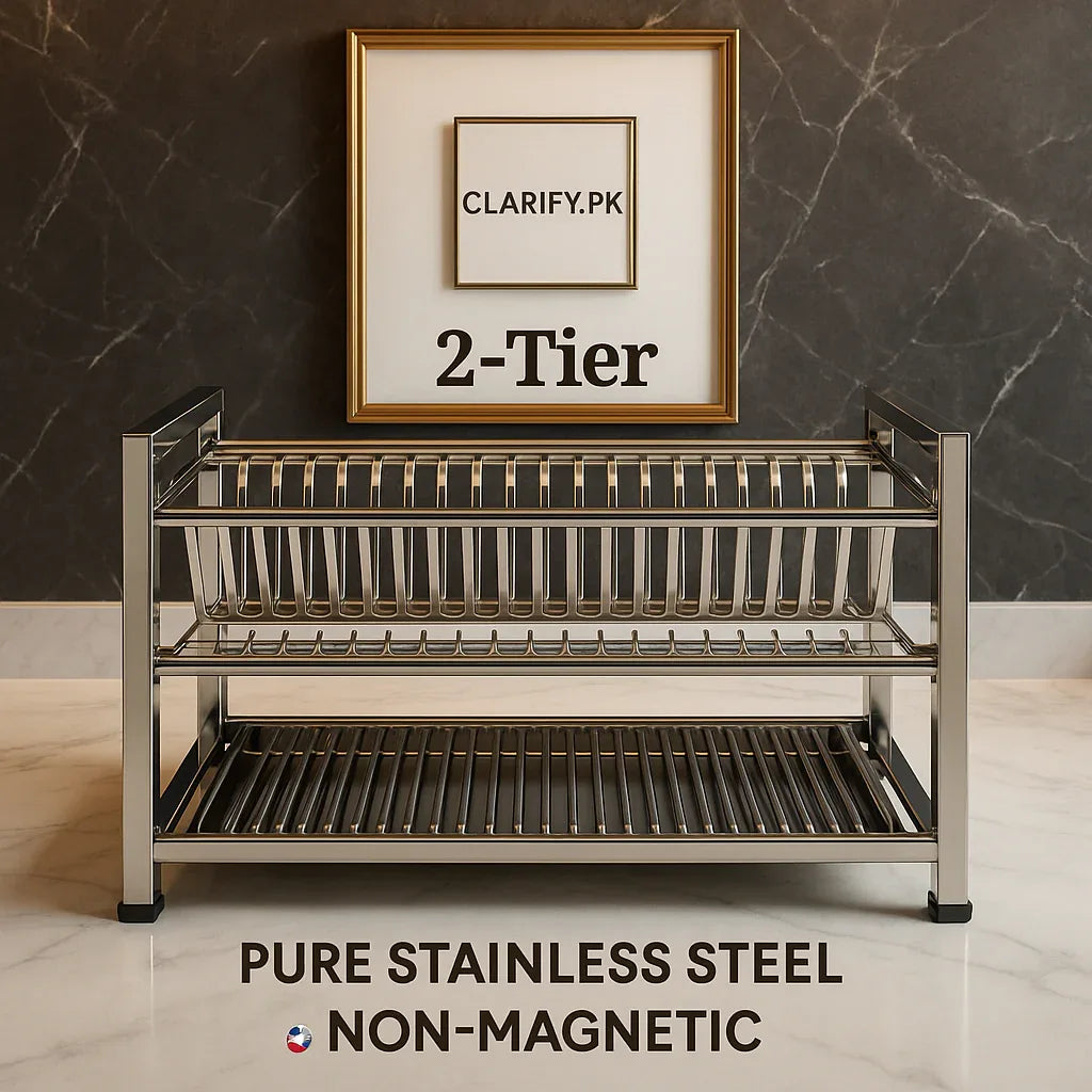 Pure Stainless Steel Dish & Plate Rack – Square Style