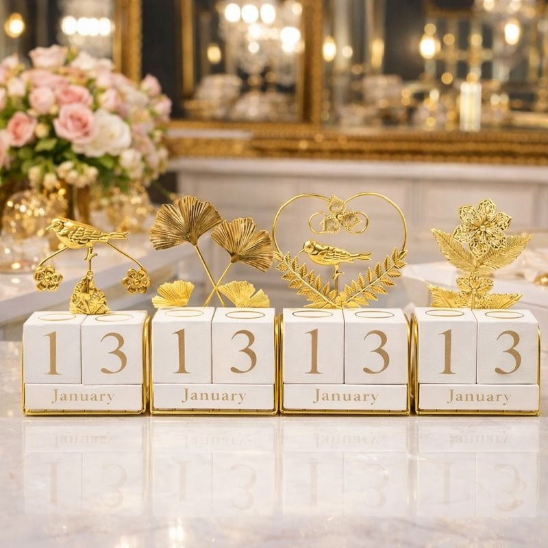 Golden Bloom Perpetual Calendar – Artisanal Tabletop Series (each)
