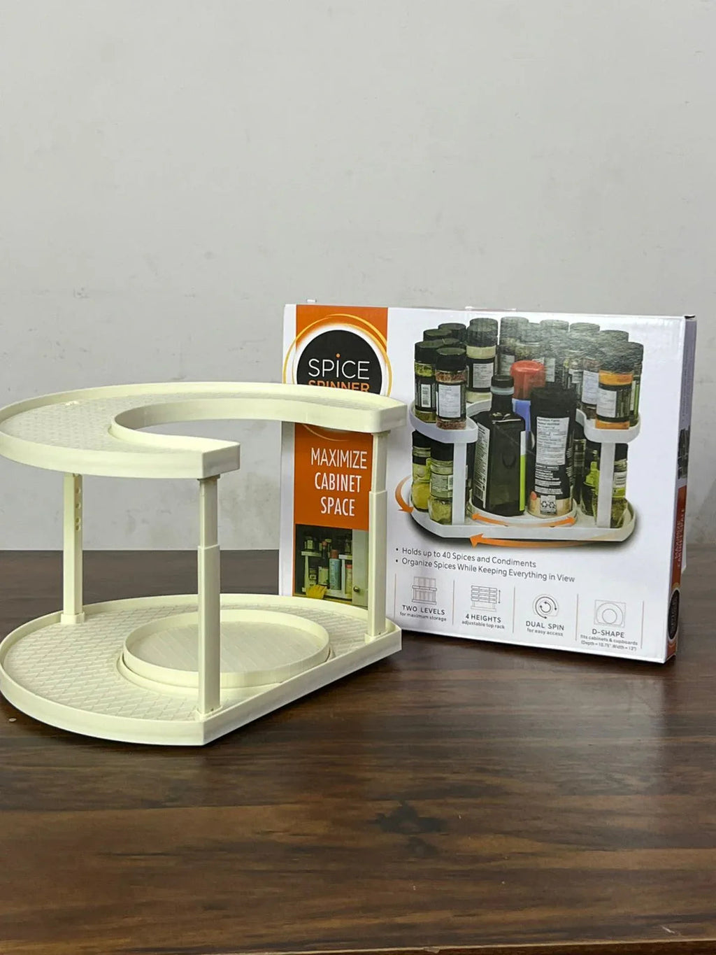 2-Tier Spice Spinner Rack – Rotating Kitchen Organizer