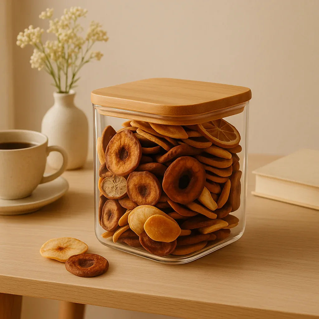 Premium Medium Glass Storage Jar – Airtight Bamboo Lid Food Organizer