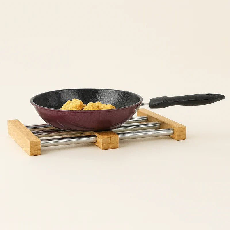Shengya Wooden Expandable Wok Stand – Adjustable Bamboo Stability