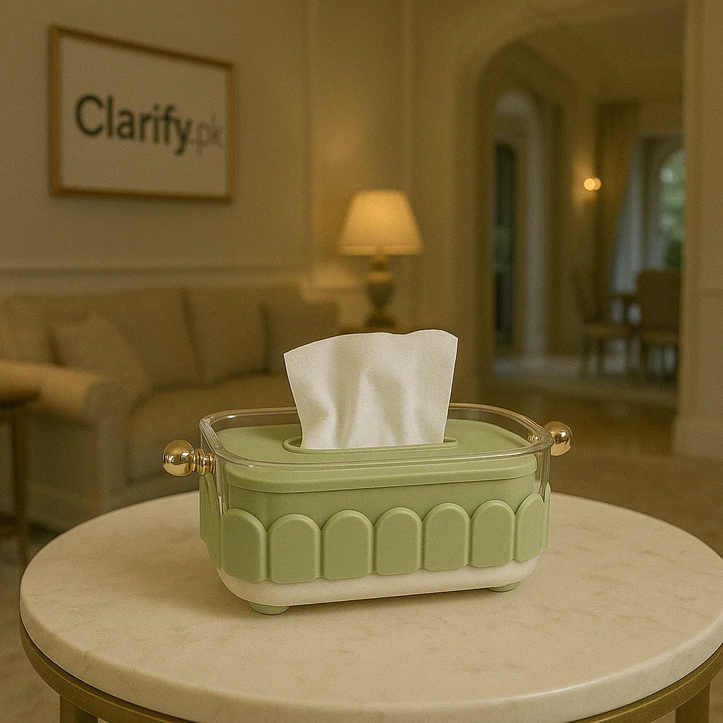 Sage Tissue Holder with Gold Crystal Knobs random colours