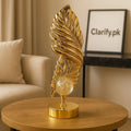 Luxury Golden Feather Table Decor with Crystal Ball