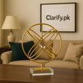 Luxury Golden Geometric Orb Decor with Crystal Accent