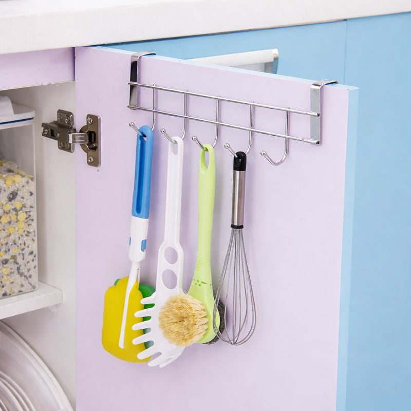 5-Hook Over-The-Door Cabinet Organizer - Kitchen Rack