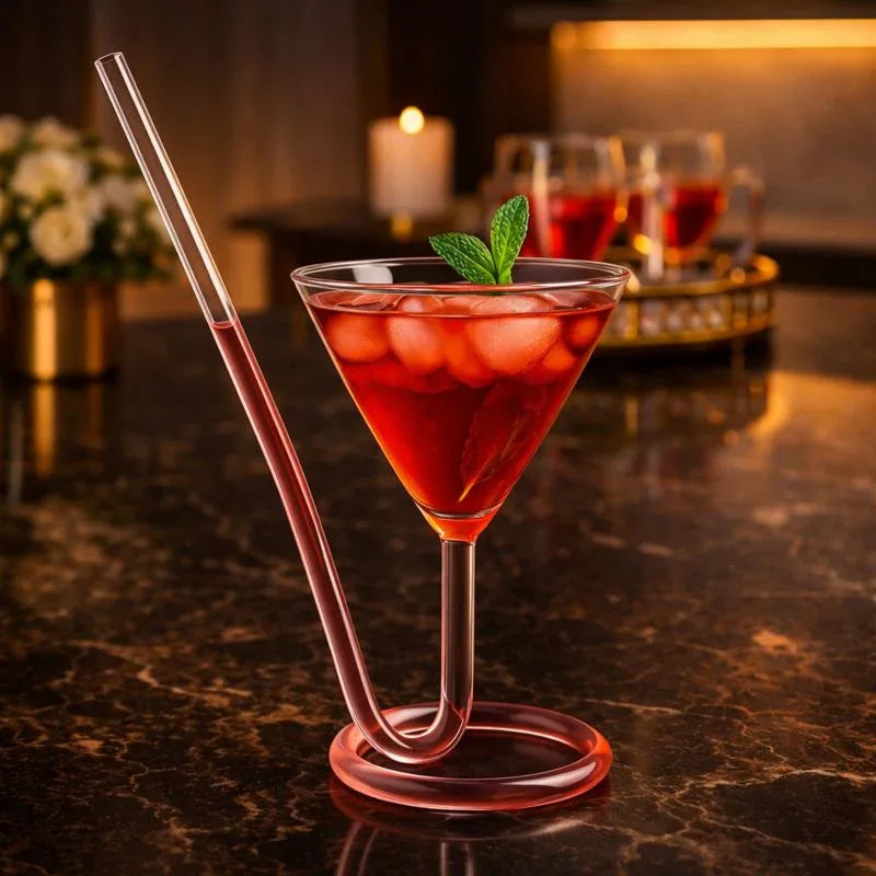 Spiral Straw Cocktail Glass – Stylish Drinking Glass