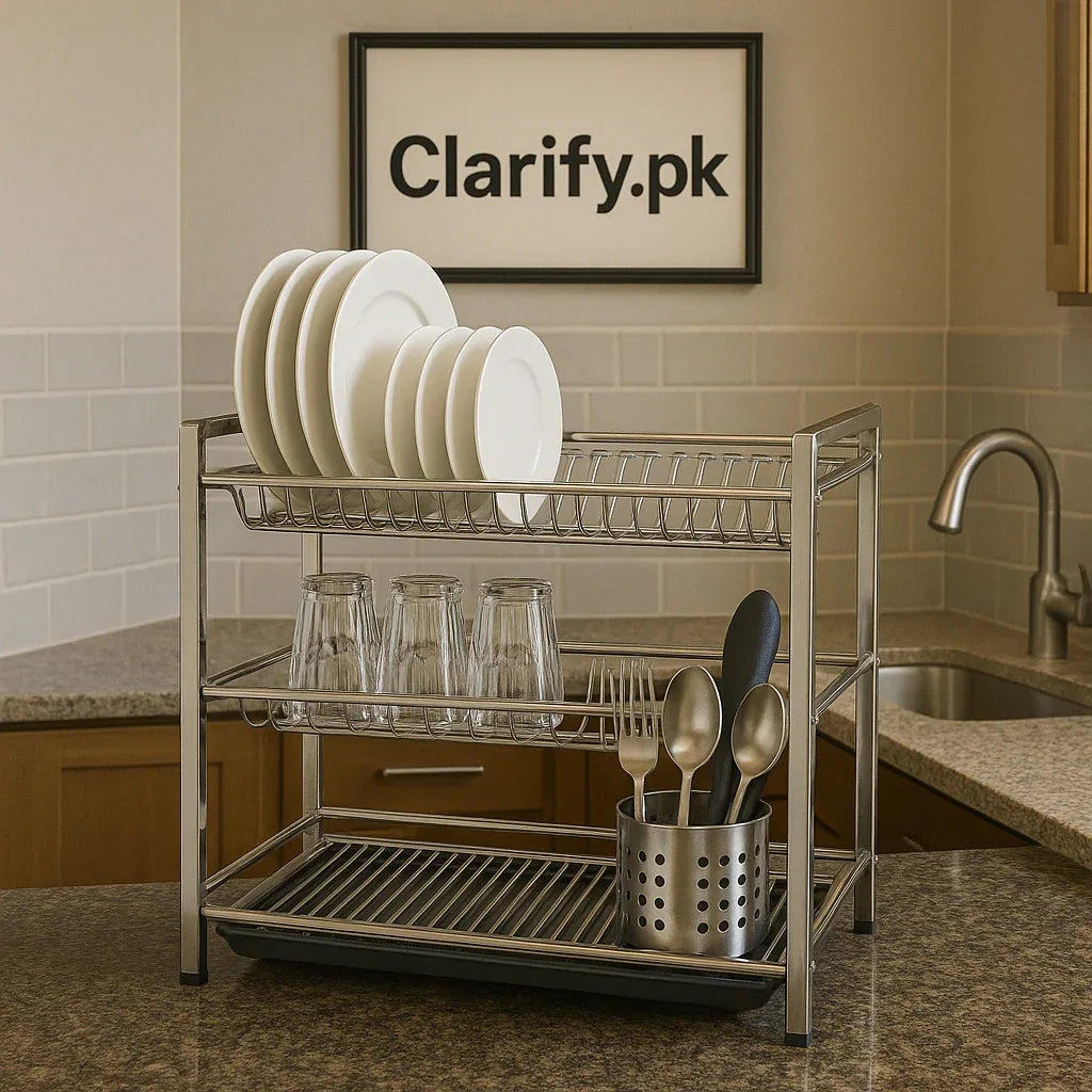Pure Stainless Steel Dish & Plate Rack – Square Style