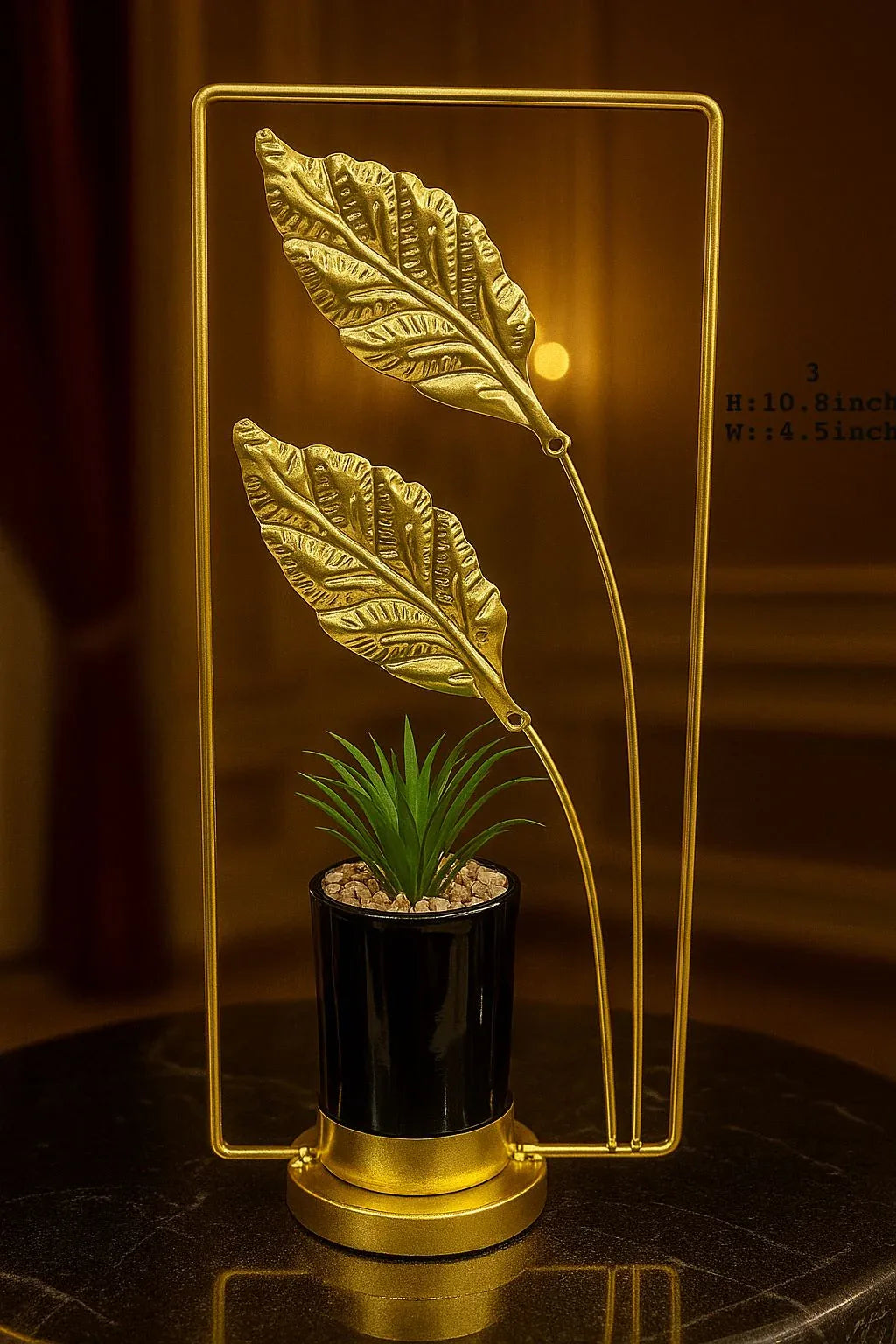 Golden Leaf Metal Plant Pot - Luxury Home Decoration