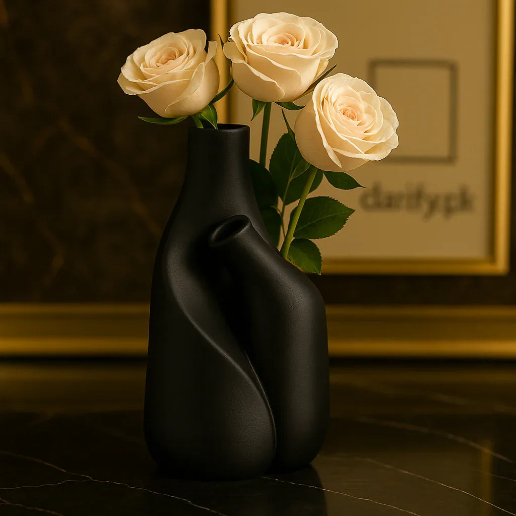 Modern Fibre Twin-Neck Vase – Stylish Decorative Accent