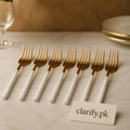 Gold & White Dinner Fork Set – 6pcs Elegant Stainless Steel Cutlery