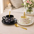 Ceramic Coffee Cup Set - Includes Matching Saucer & Spoon (each)