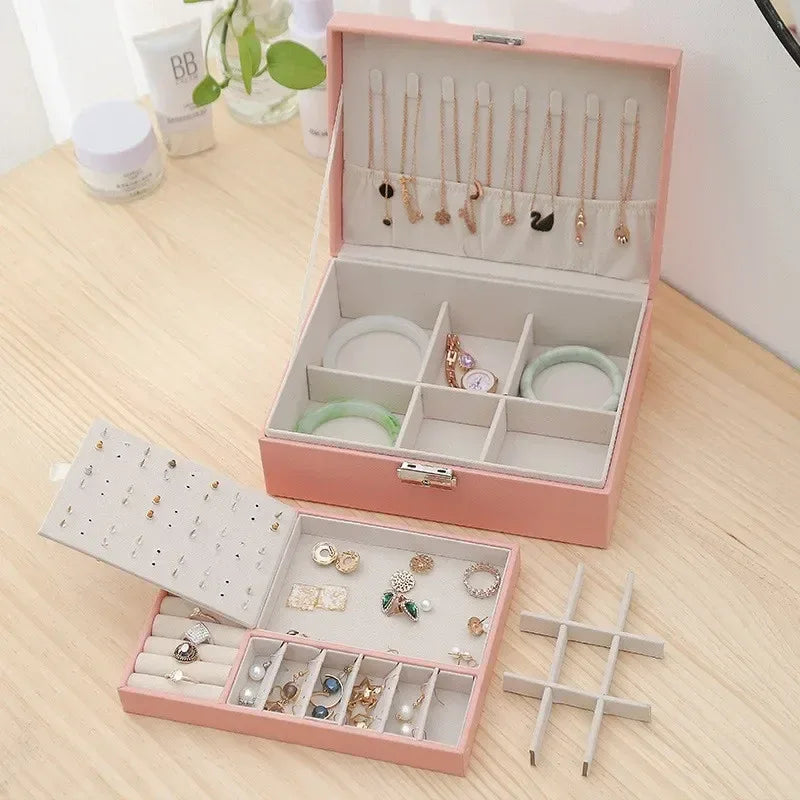 Double Layer Jewelry Organizer Cosmetic Case