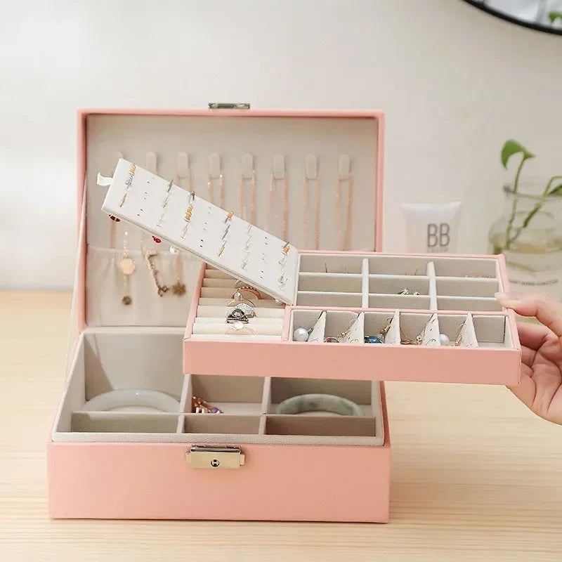 Double Layer Jewelry Organizer Cosmetic Case