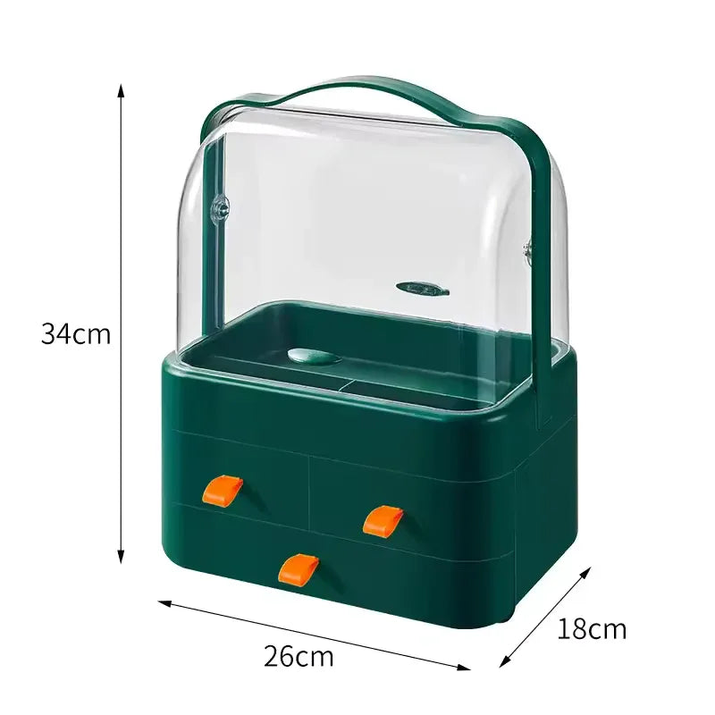 Double Sided Cosmetic Storage Box with Handle