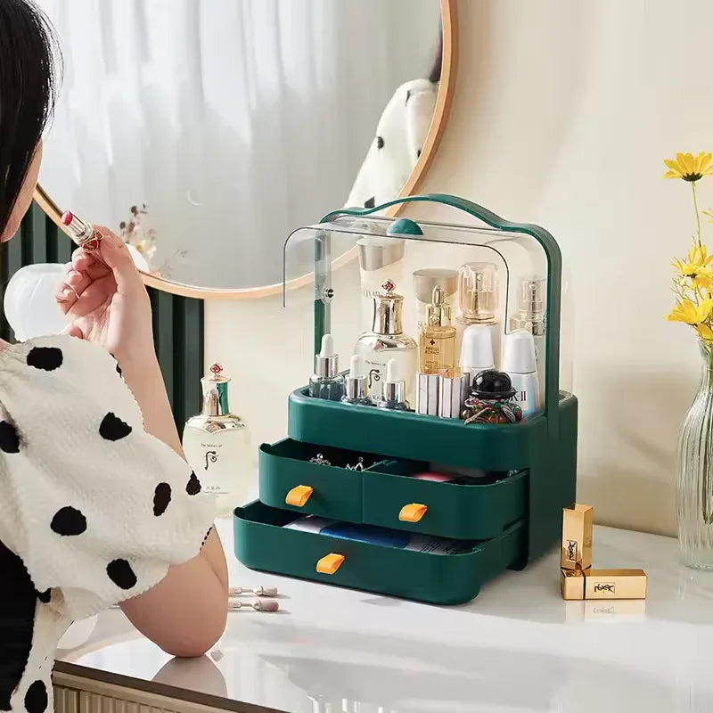 Double Sided Cosmetic Storage Box with Handle