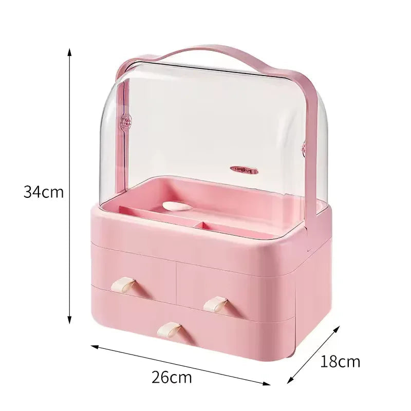 Double Sided Cosmetic Storage Box with Handle