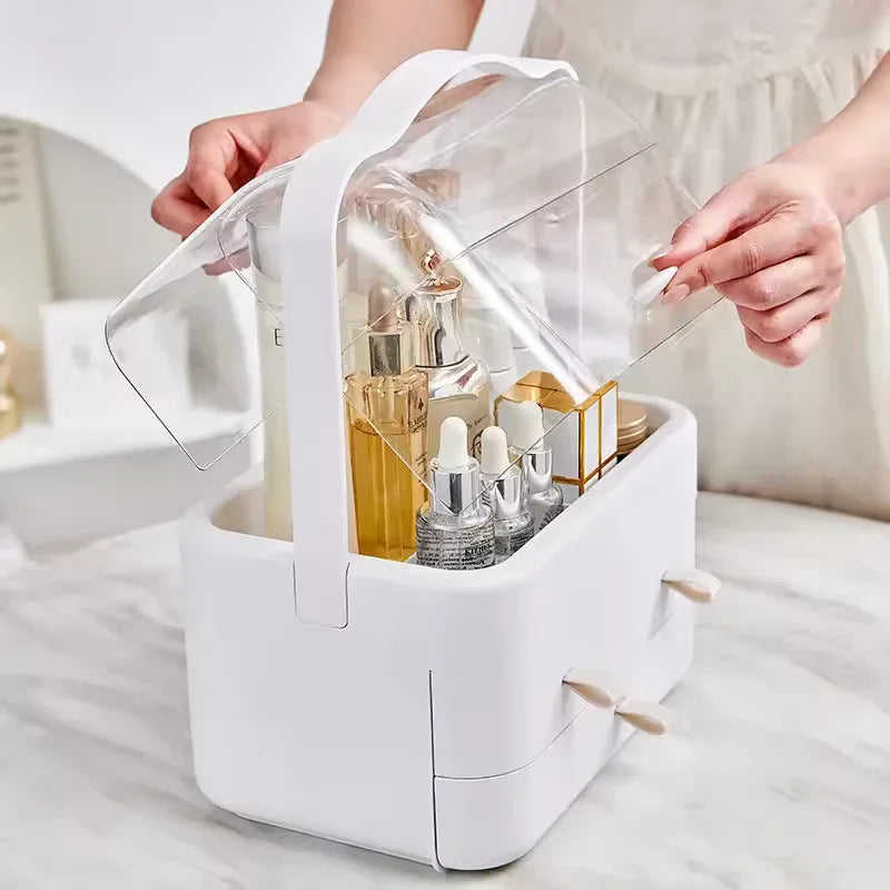 Double Sided Cosmetic Storage Box with Handle