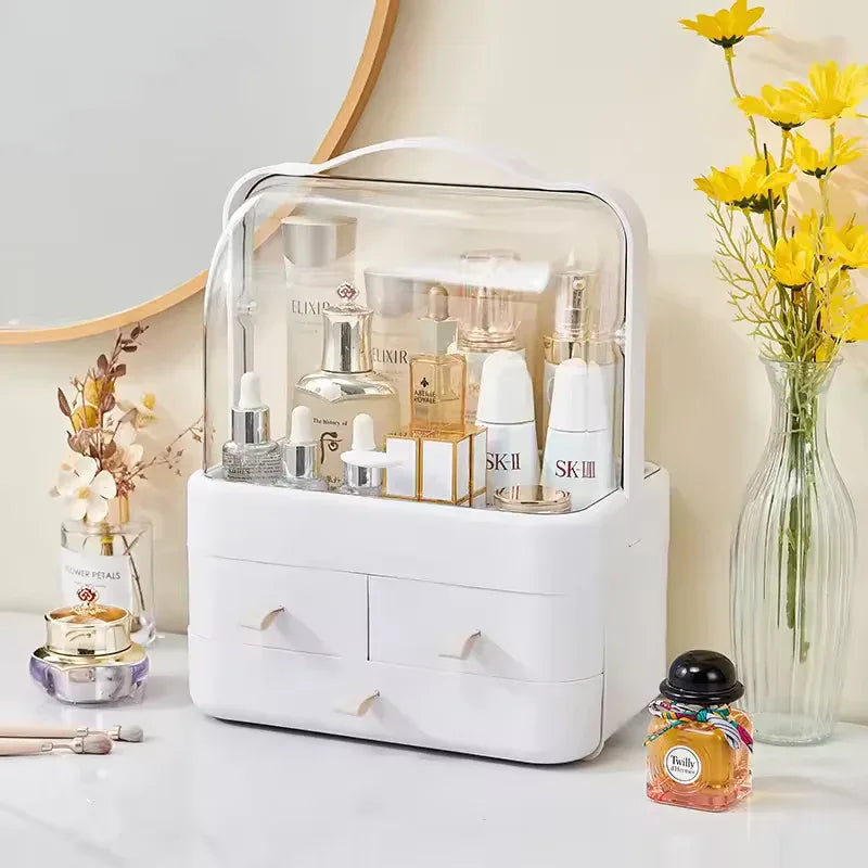 Double Sided Cosmetic Storage Box with Handle