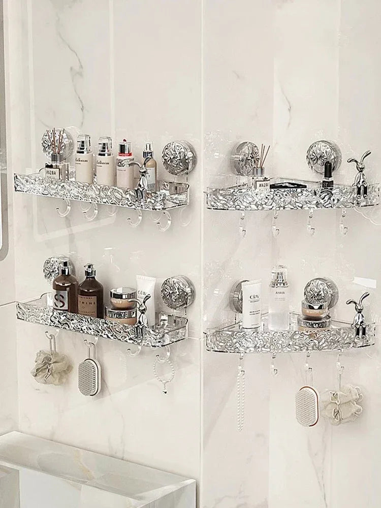 Glacier Pattern Shower Suction Cup Shelf – Bathroom Organizer