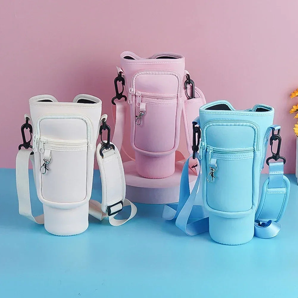 40oz Water Bottle Carrier Bag – Fits Stanley Quencher with Strap (Random Color)