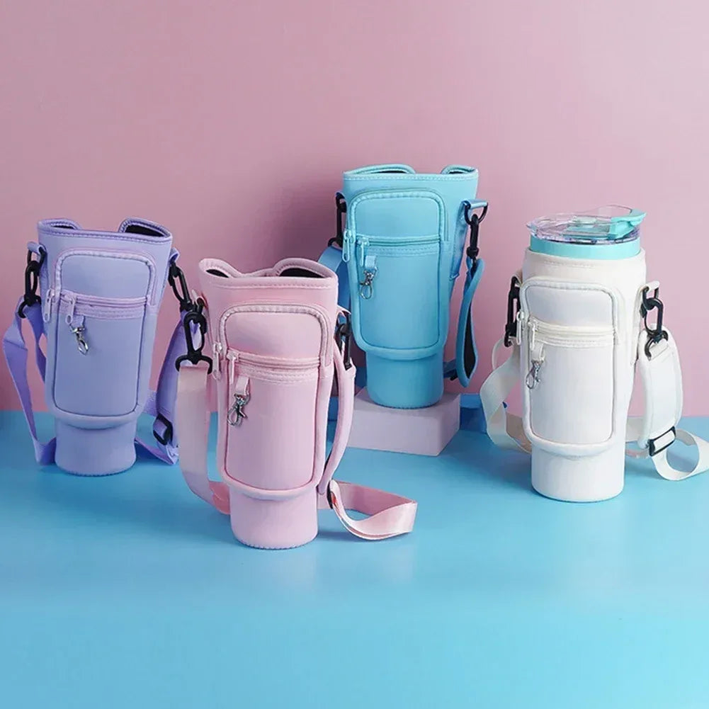 40oz Water Bottle Carrier Bag – Fits Stanley Quencher with Strap (Random Color)