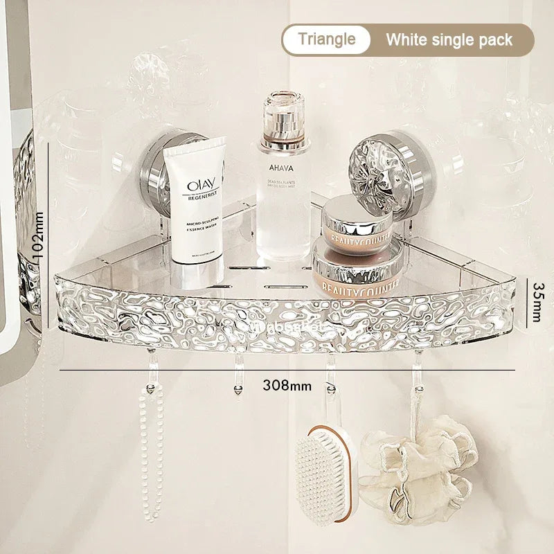 Glacier Pattern Shower Suction Cup Shelf – Bathroom Organizer