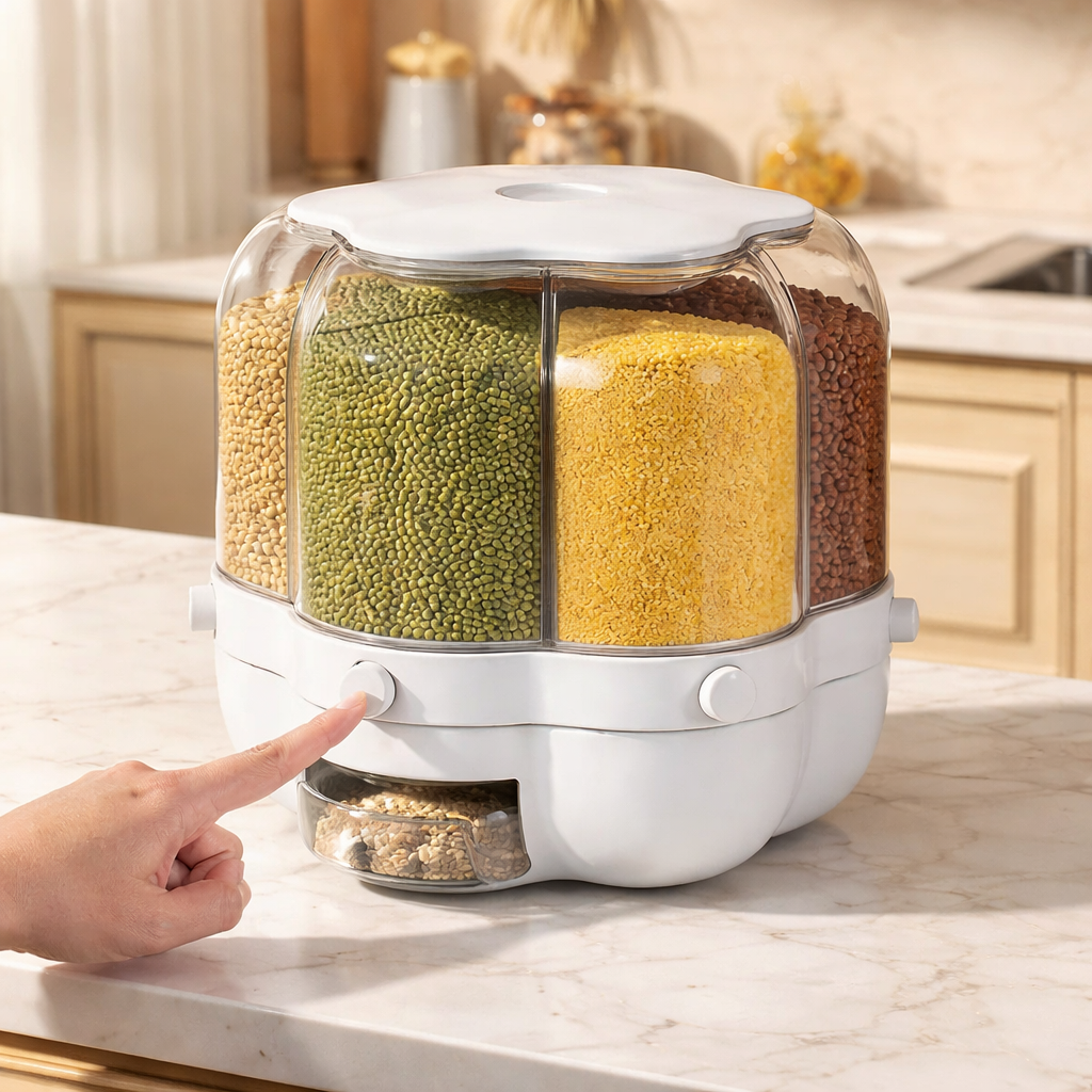 Rotating Rice Dispenser with 360° Rotation