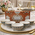 Premium 6 Pcs Bohemian Ceramic Bowl Set - Hand-Painted Gift Box