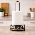 Modern Metallic & Oak Tissue Roll Paper Holder – Architectural Kitchen Organizer
