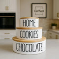 Premium Ceramic Jar Set with Wooden Lids – Modern Kitchen Storage