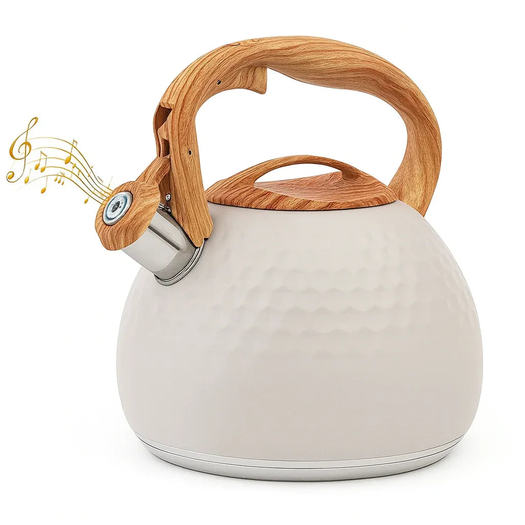 HausRoland Enamel White Textured Tea Kettle – 3.0L