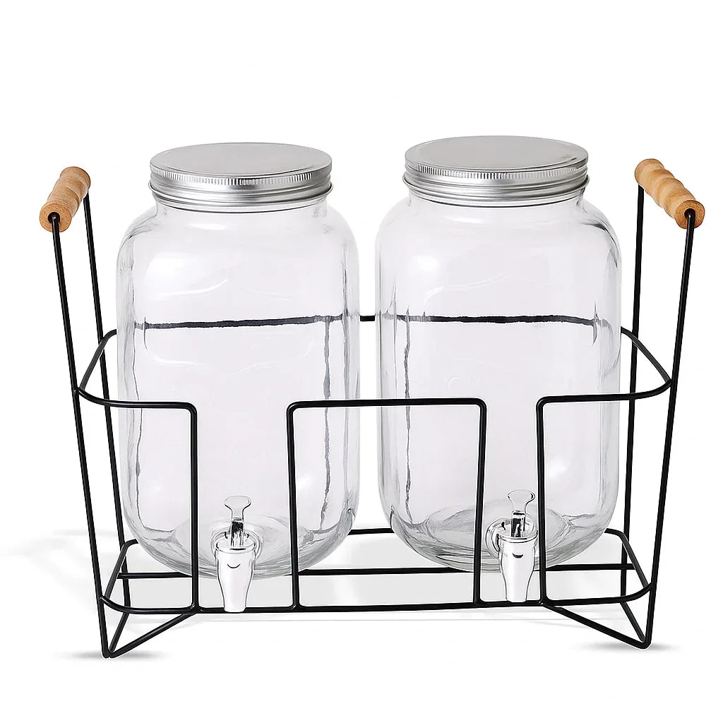 Double Drink Dispenser with Stand – 3.8L Beverage Server