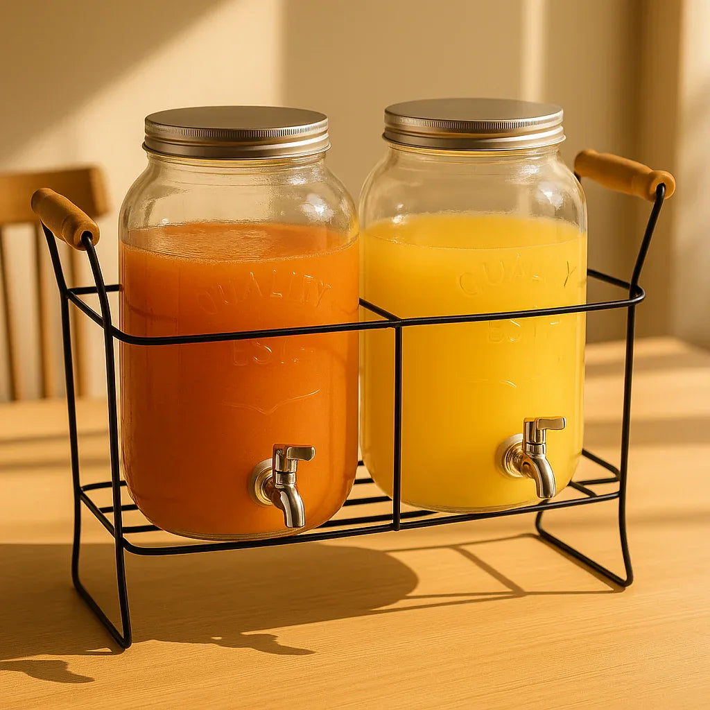 Double Drink Dispenser with Stand – 3.8L Beverage Server