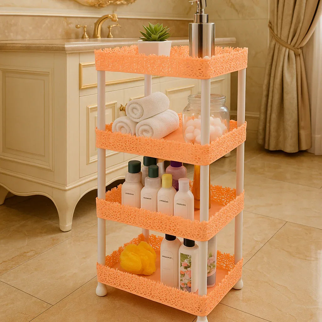 4 Layer Plastic Shelf – Multi-Purpose Storage Rack