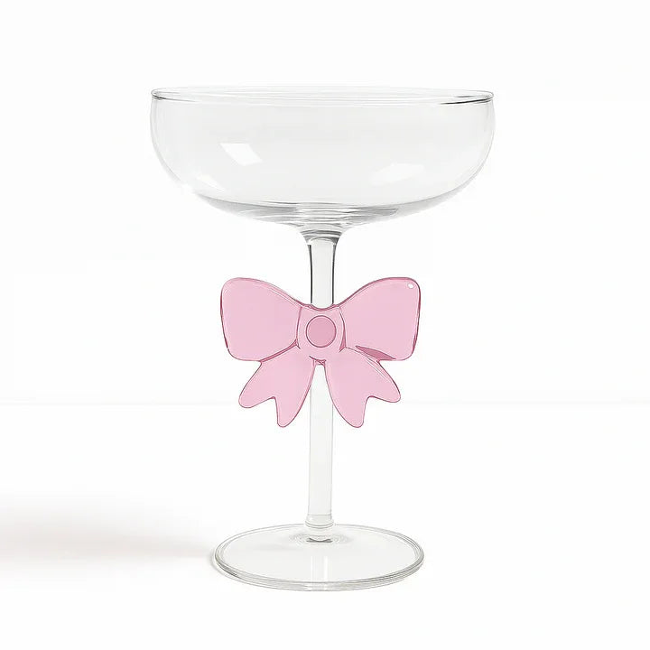Luxury Glass Dessert Cup with Pink Bow Stem