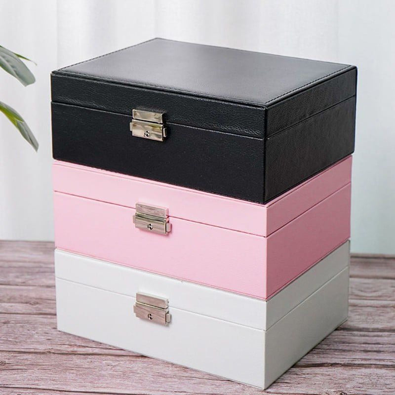 Luxury PU Leather Jewelry Box - Secure Multi-Layer Organizer (Random Color)