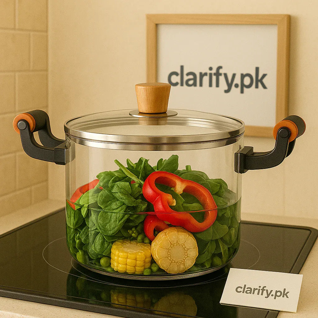 Modern Luxury Borosilicate Glass Cooking Pot – Gold Tint