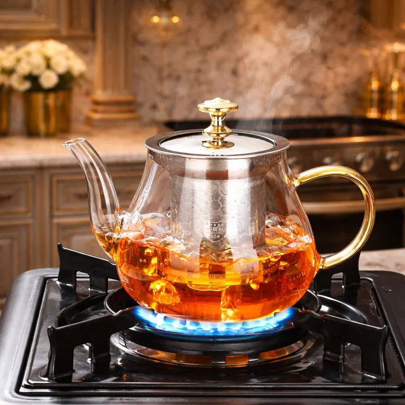 Premium Glass Tea Kettle with Stainless Steel Infuser
