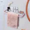 Wall Mounted Towel Rack with Storage Shelf & Bar