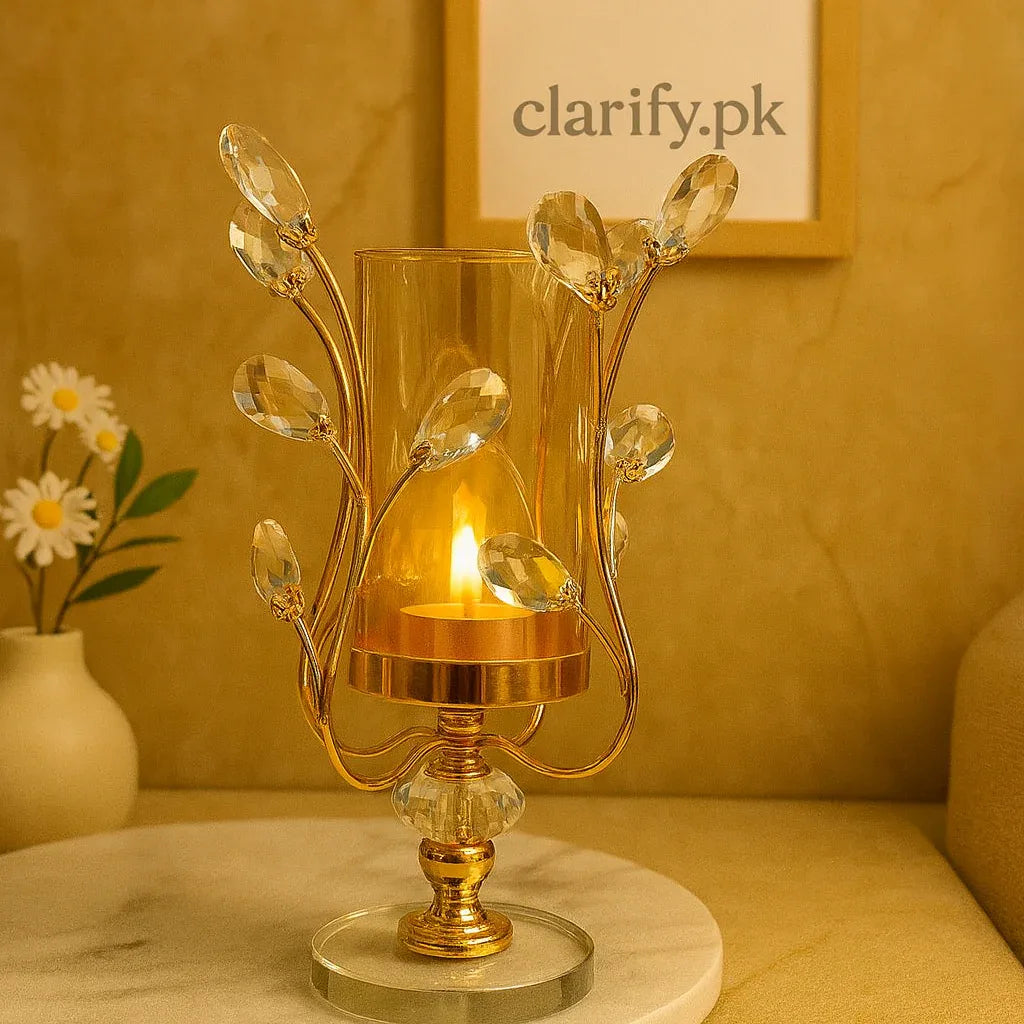 Crystal Vine Candle Holder – Elegant Golden Tealight Stand for Home Decor