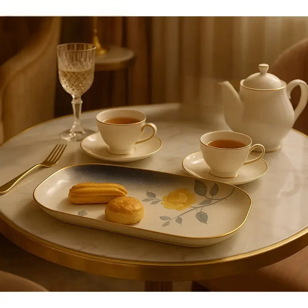 Elegant Porcelain Serving Platter with Floral Design