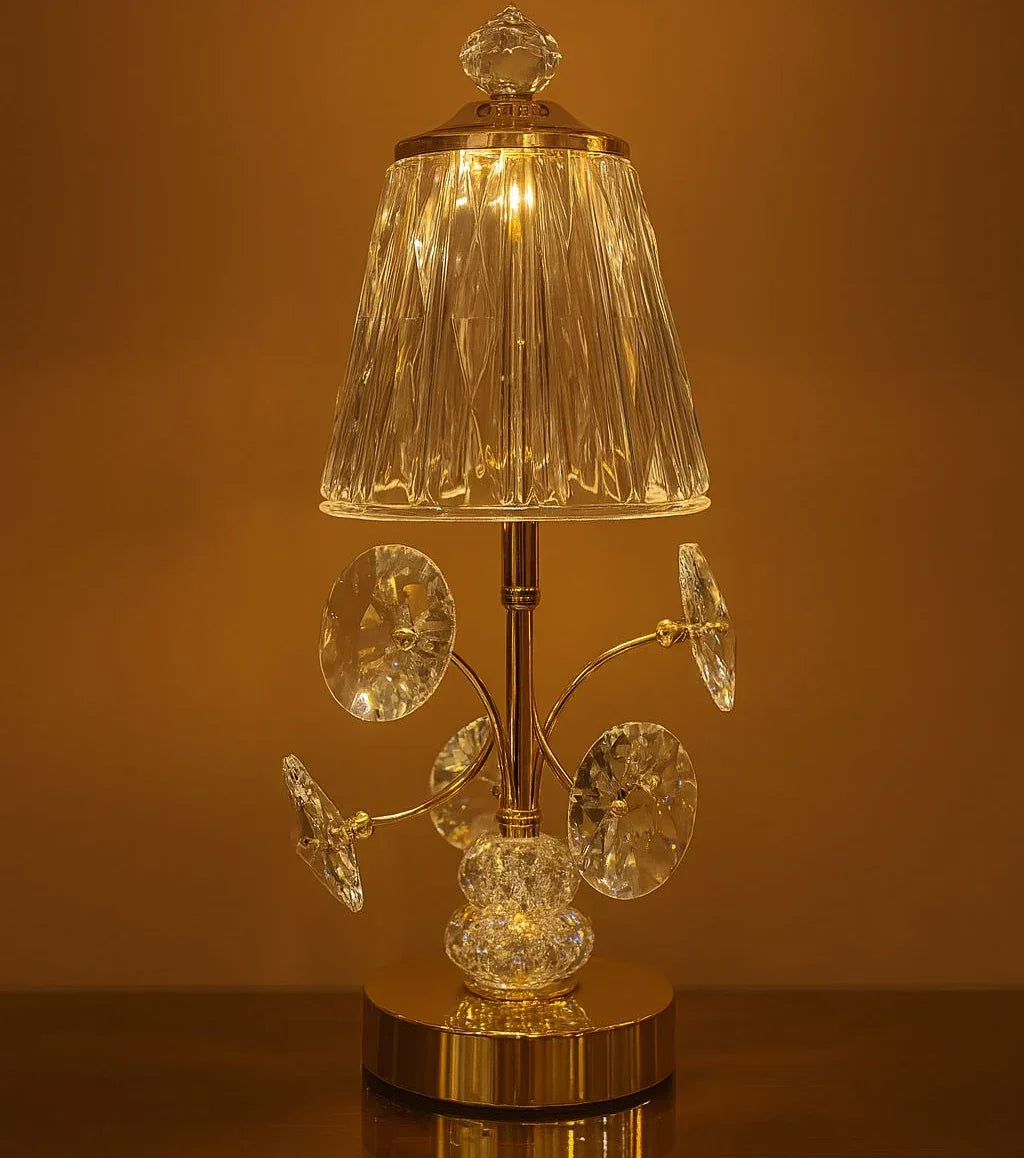 Rechargeable Bedside Lamp with Elegant Crystal Design