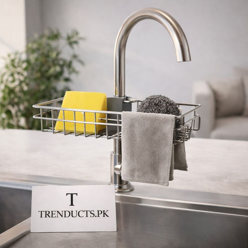 Premium Stainless Steel Faucet Rack - Adjustable Sink Organizer & Shower Caddy
